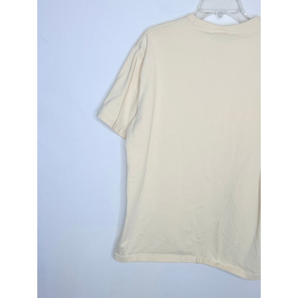 Champion‎ Logo Graphic Tee Beige Cream Short Sleeve Large Y2K Casual Streetwear - Picture 7 of 9